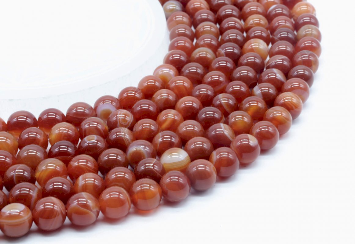 Perles Cornaline 10mm sur fil 40cm