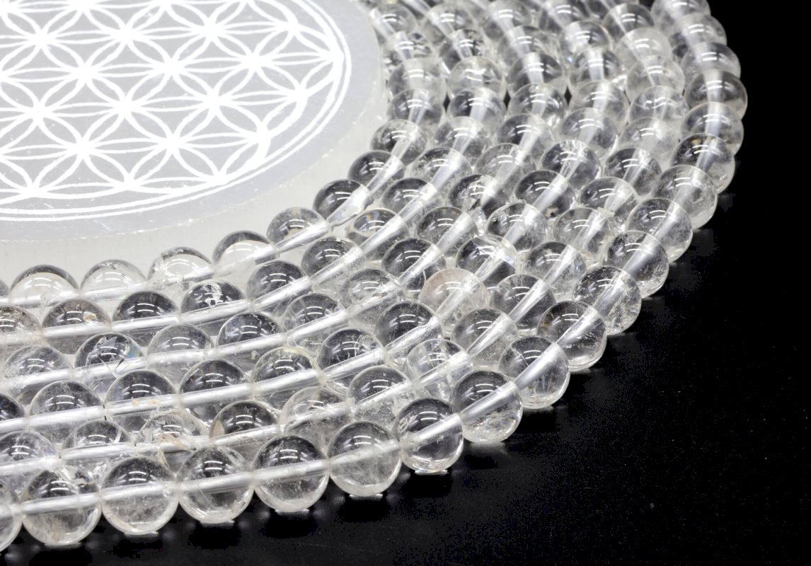 Perles Cristal de Roche 10mm sur fil 40cm