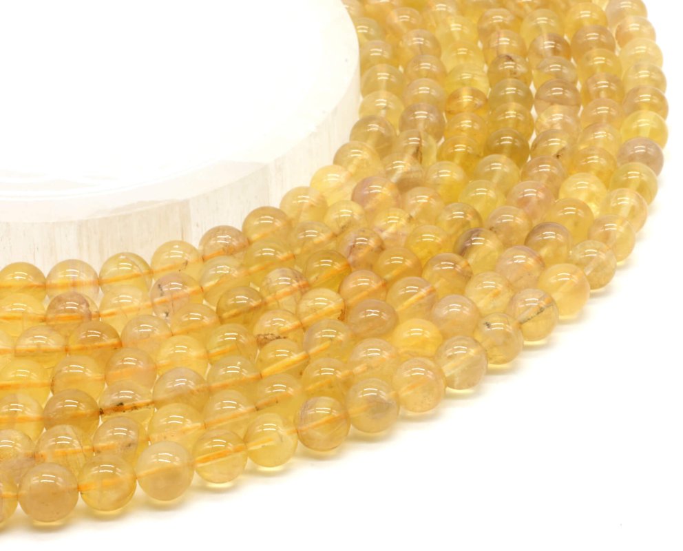 Perles Fluorite Jaune 8mm sur fil 40cm