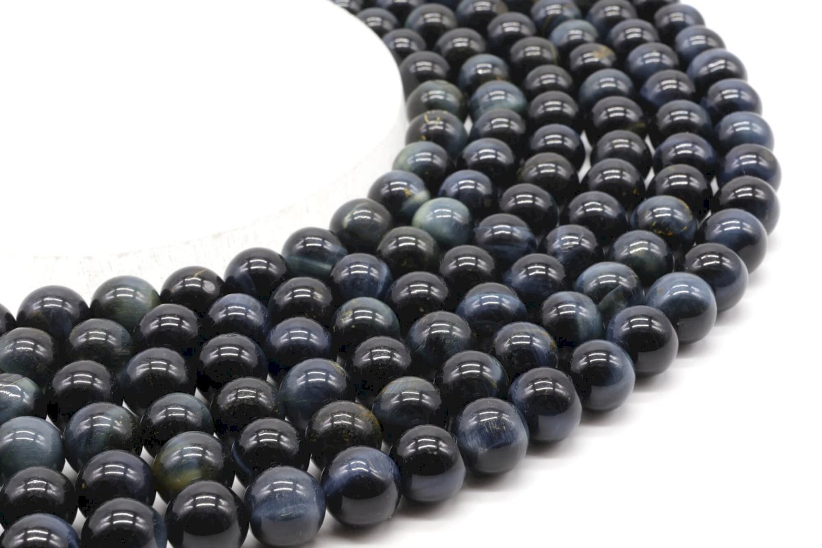 Perles Oeil de Faucon 'AA' 10mm sur fil 40cm