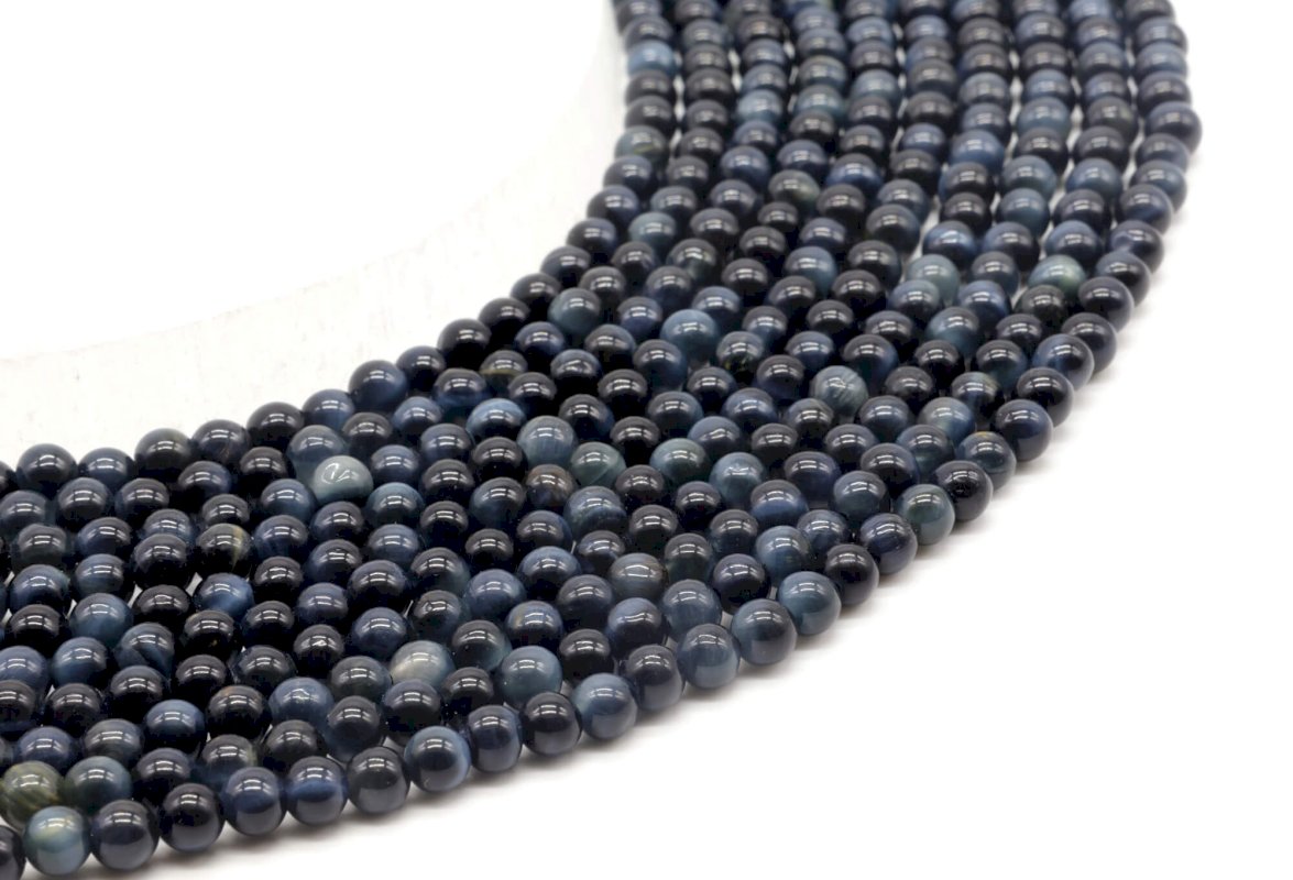 Perles Oeil de Faucon 'AA' 4mm sur fil 40cm