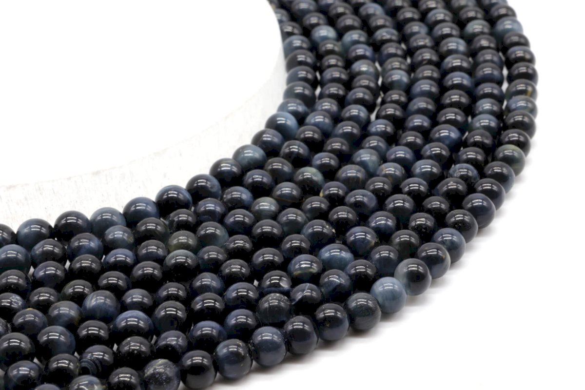 Perles Oeil de Faucon 'AA' 6mm sur fil 40cm