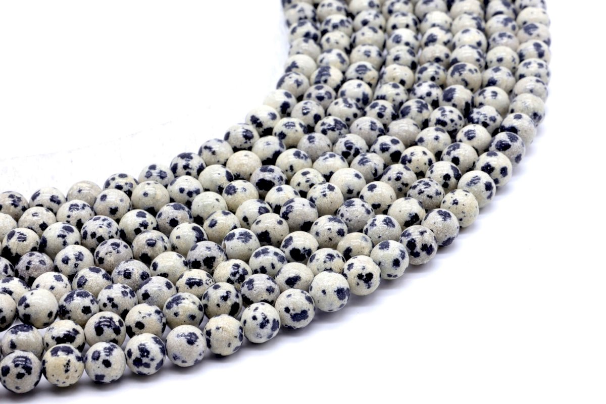 Perles Jaspe Dalmatien 6mm sur fil 40cm