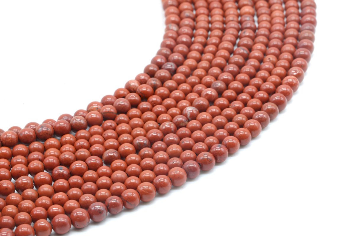 Perles Jaspe Rouge 4mm sur fil 40cm