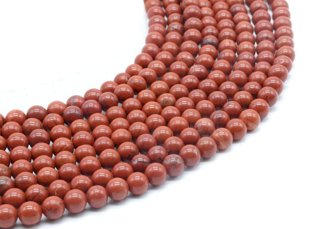Perles Jaspe Rouge 6mm sur fil 40cm