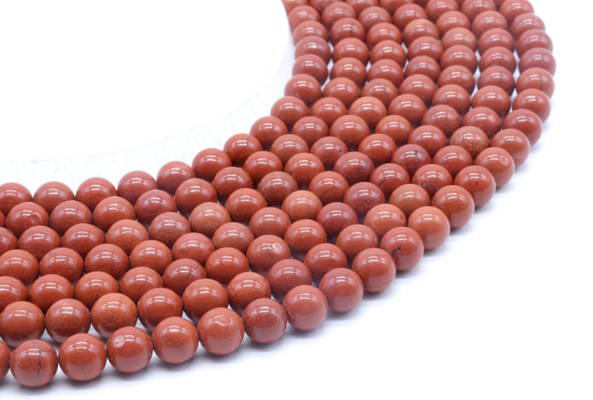 Perles Jaspe Rouge 8mm sur fil 40cm