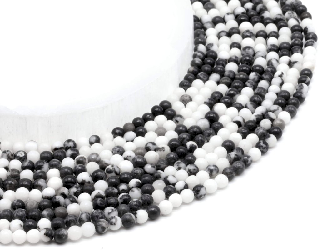 Perles Jaspe Zèbre 4mm sur fil 40cm