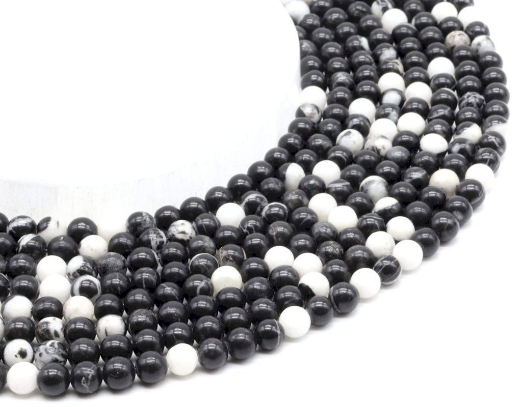 Perles Jaspe Zèbre 6mm sur fil 40cm