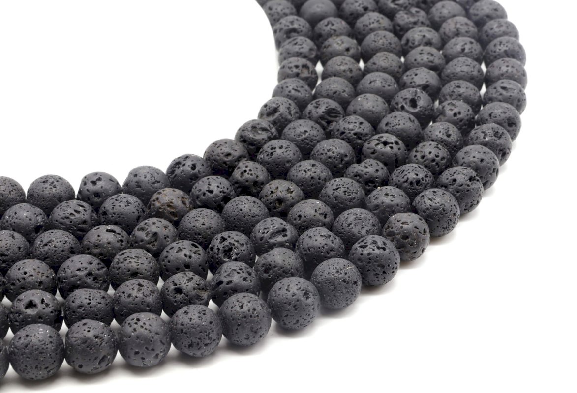 Perles de Lave 10mm sur fil 40cm