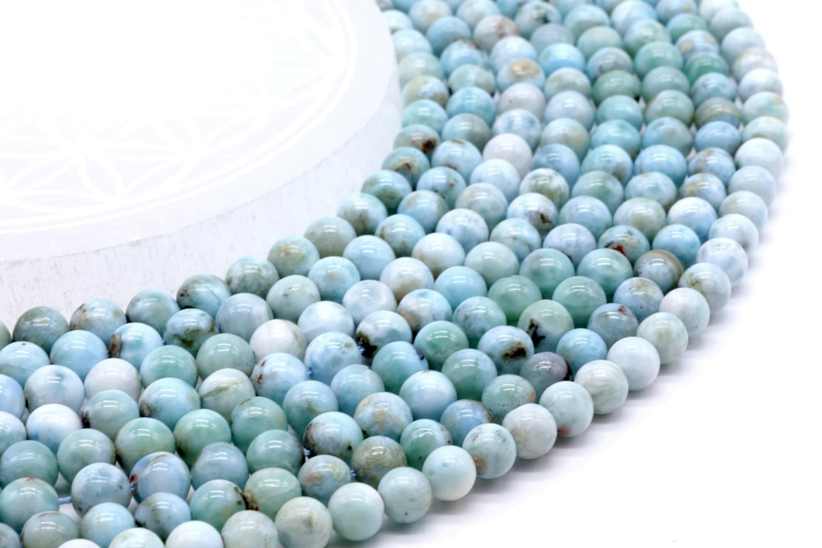 Perles Larimar 6mm sur fil 40cm