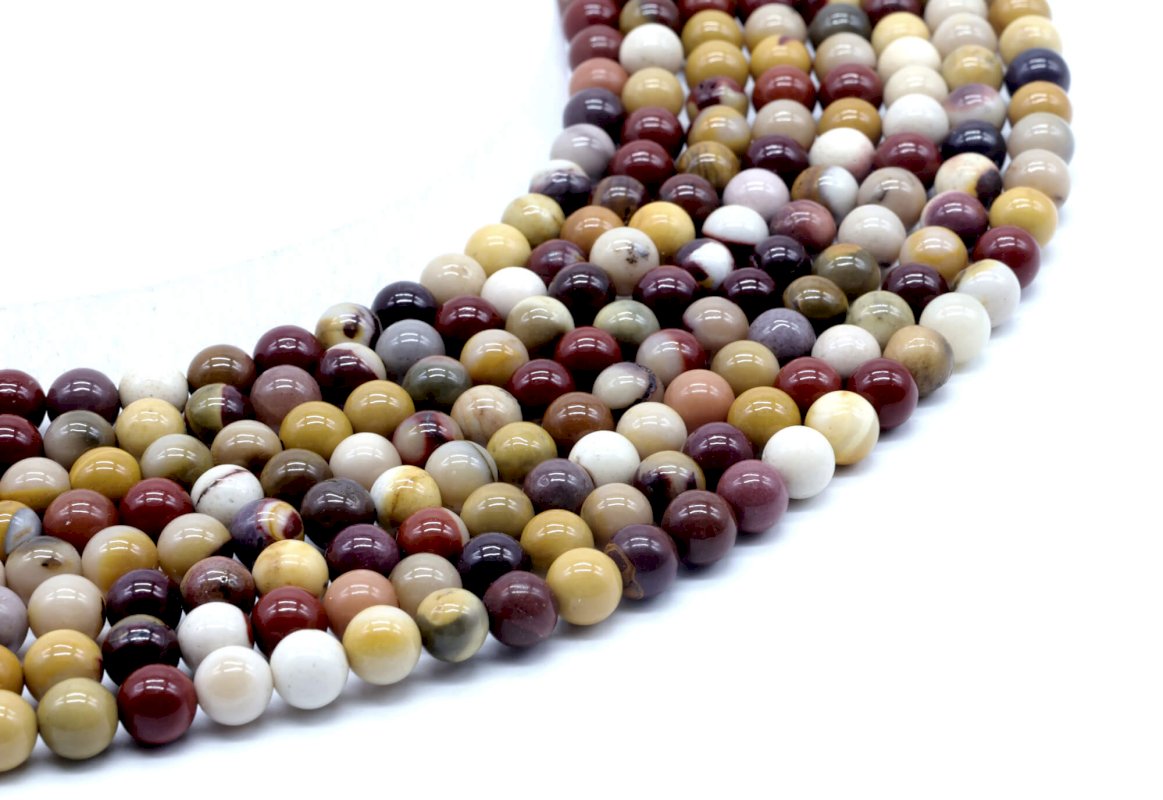 Perles Jaspe Mokaïte 6mm sur fil 40cm