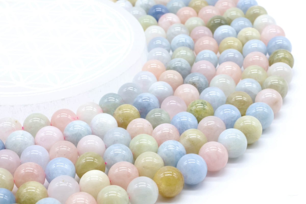 Perles Morganite 10mm sur fil 40cm