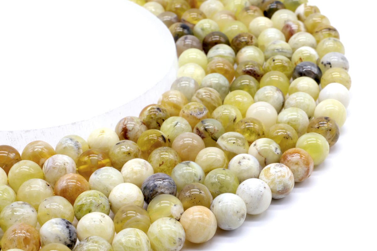 Perles Opale Jaune 10mm sur fil 40cm