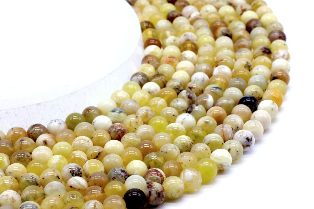 Perles Opale Jaune 6mm sur fil 40cm