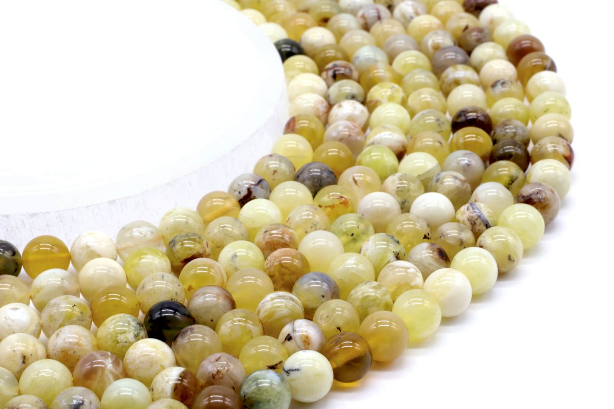 Perles Opale Jaune 8mm sur fil 40cm