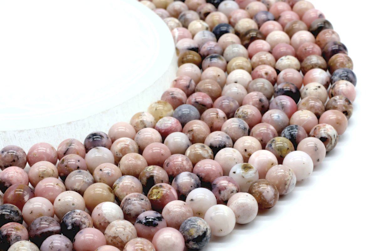 Perles Opale Rose 8mm sur fil 40cm