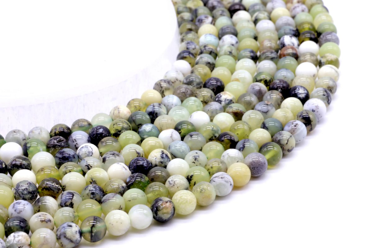 Perles Opale Verte 6mm sur fil 40cm