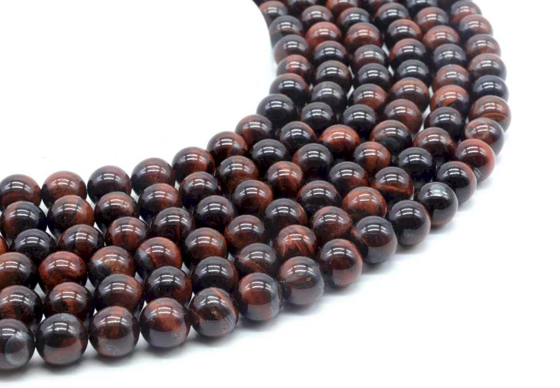 Perles Oeil de Taureau 10mm sur fil 40cm