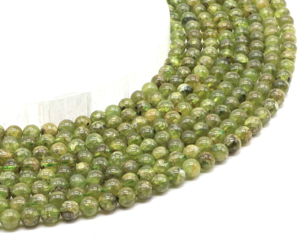 Perles Péridot 6mm sur fil 40cm