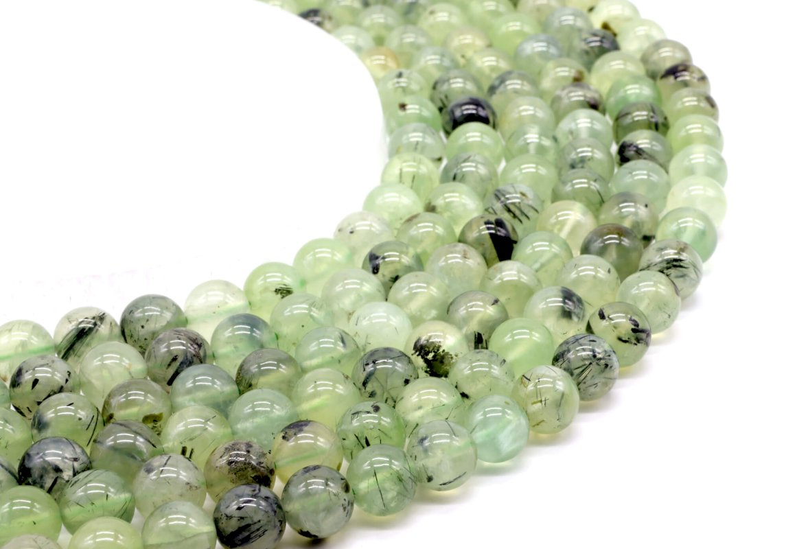 Perles Prehnite 10mm sur fil 40cm