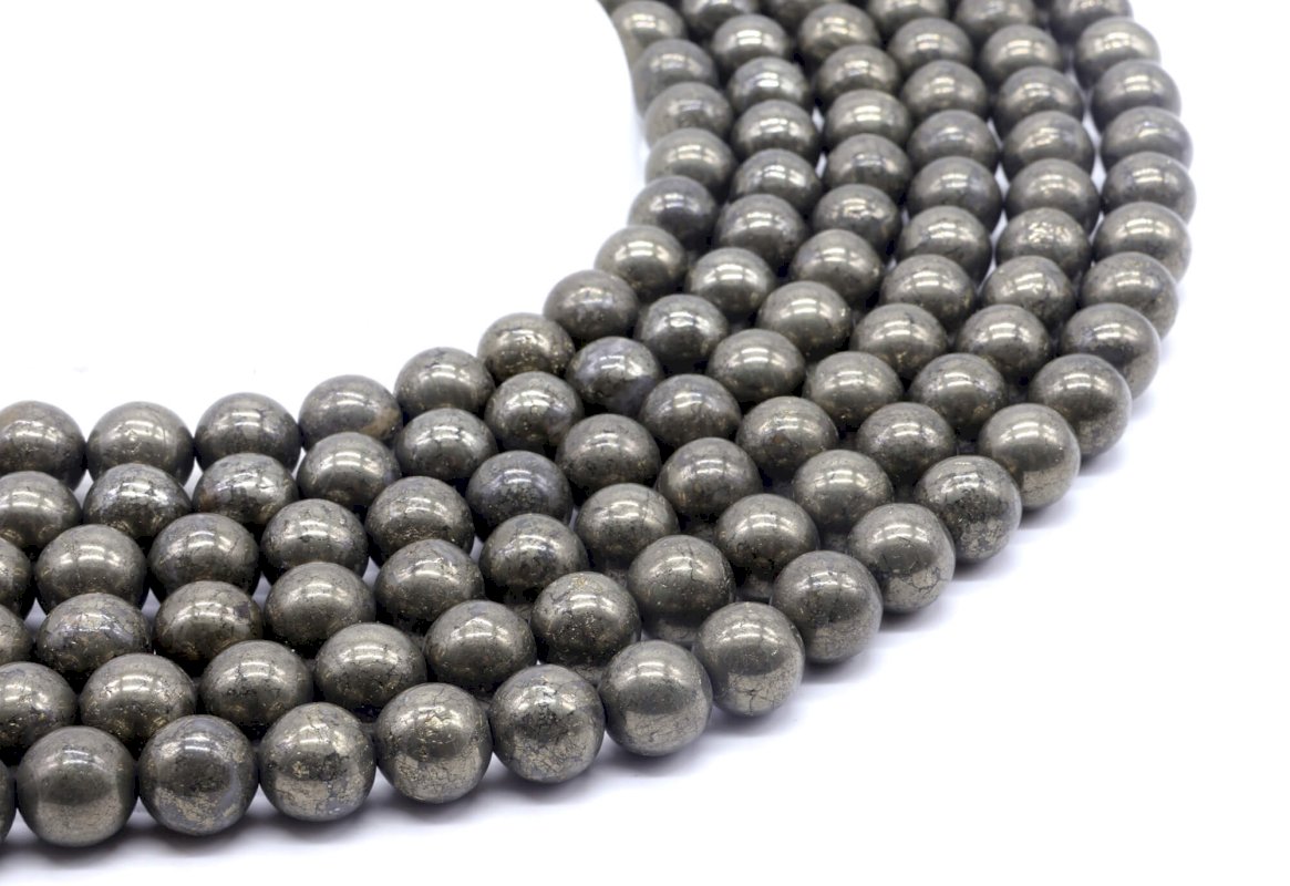 Perles Pyrite 10mm sur fil 40cm