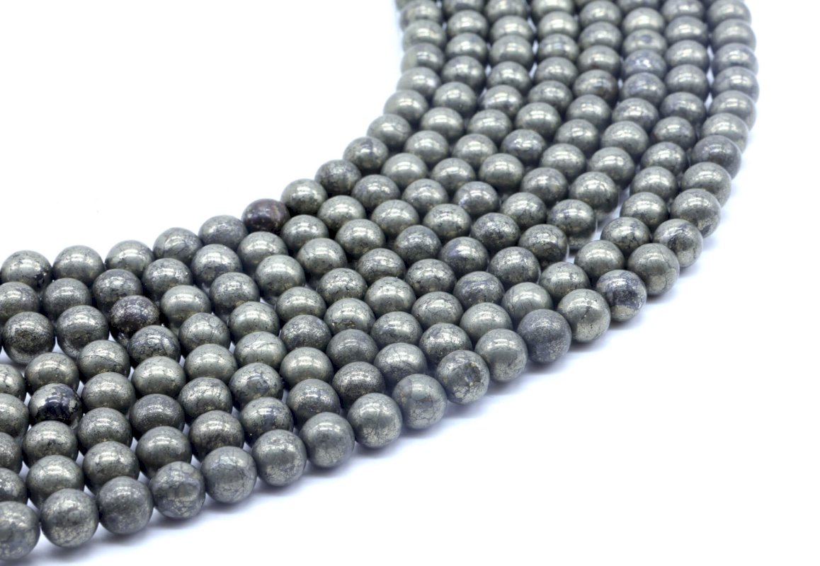 Perles Pyrite 6mm sur fil 40cm