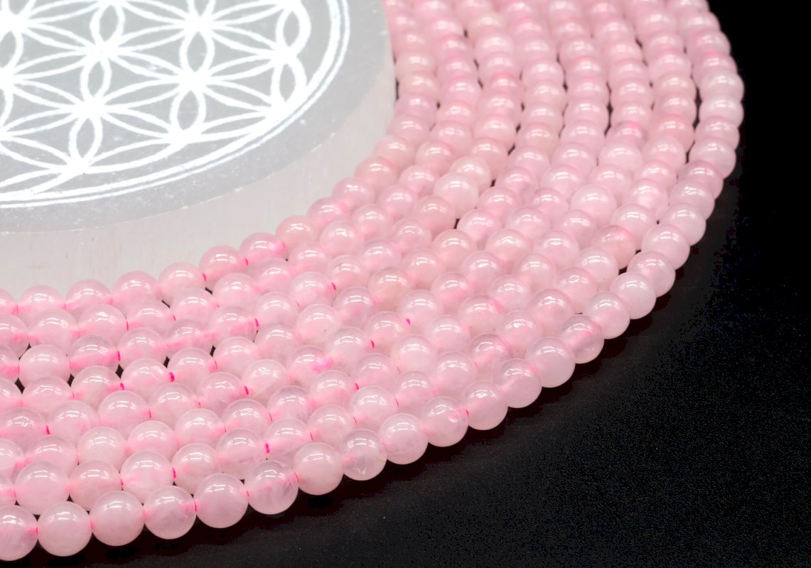 Perles Quartz Rose 6mm sur fil 40cm