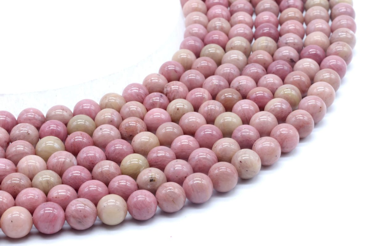 Perles Rhodonite Unie 8mm sur fil 40cm