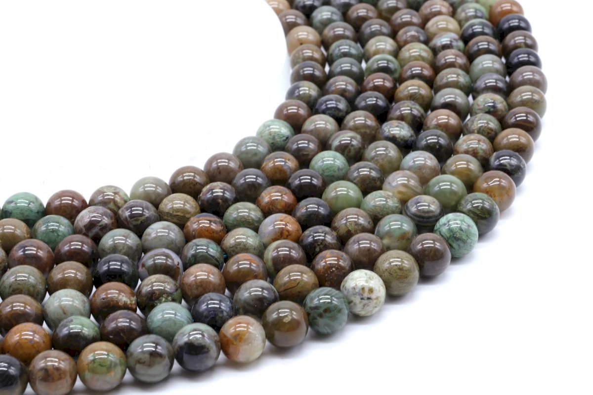 Perles Serpentine Chine 8mm sur fil 40cm