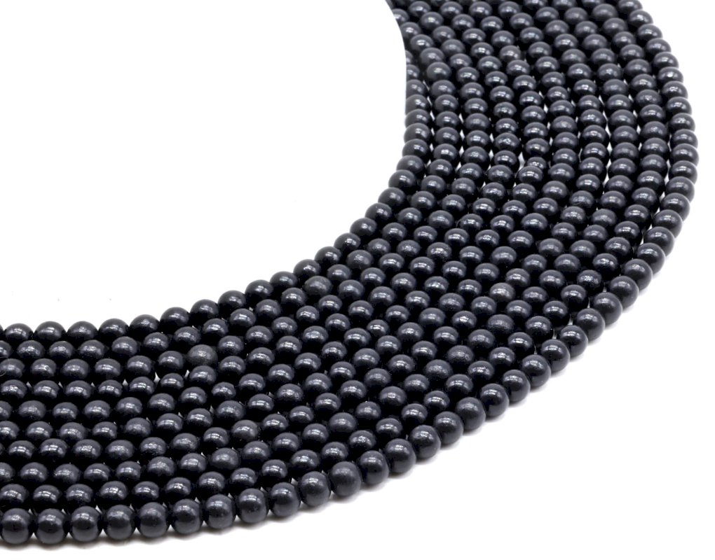 Perles Shungite 4mm sur fil 40cm