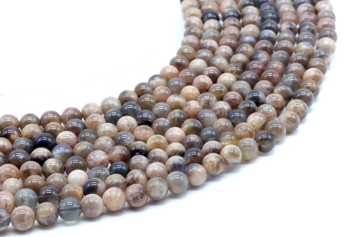 Perles de Soleil Noire  'AA' 6mm sur fil 40cm