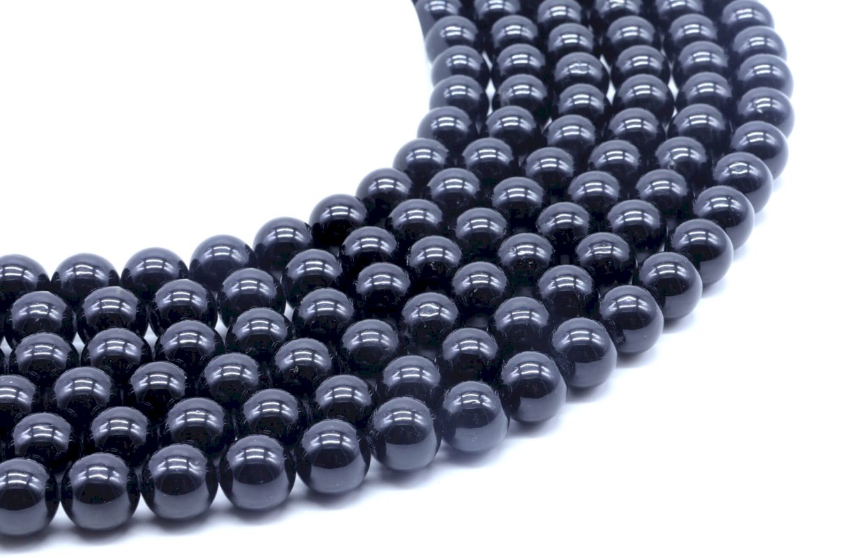 Perles Tourmaline Noire 10mm sur fil 40cm