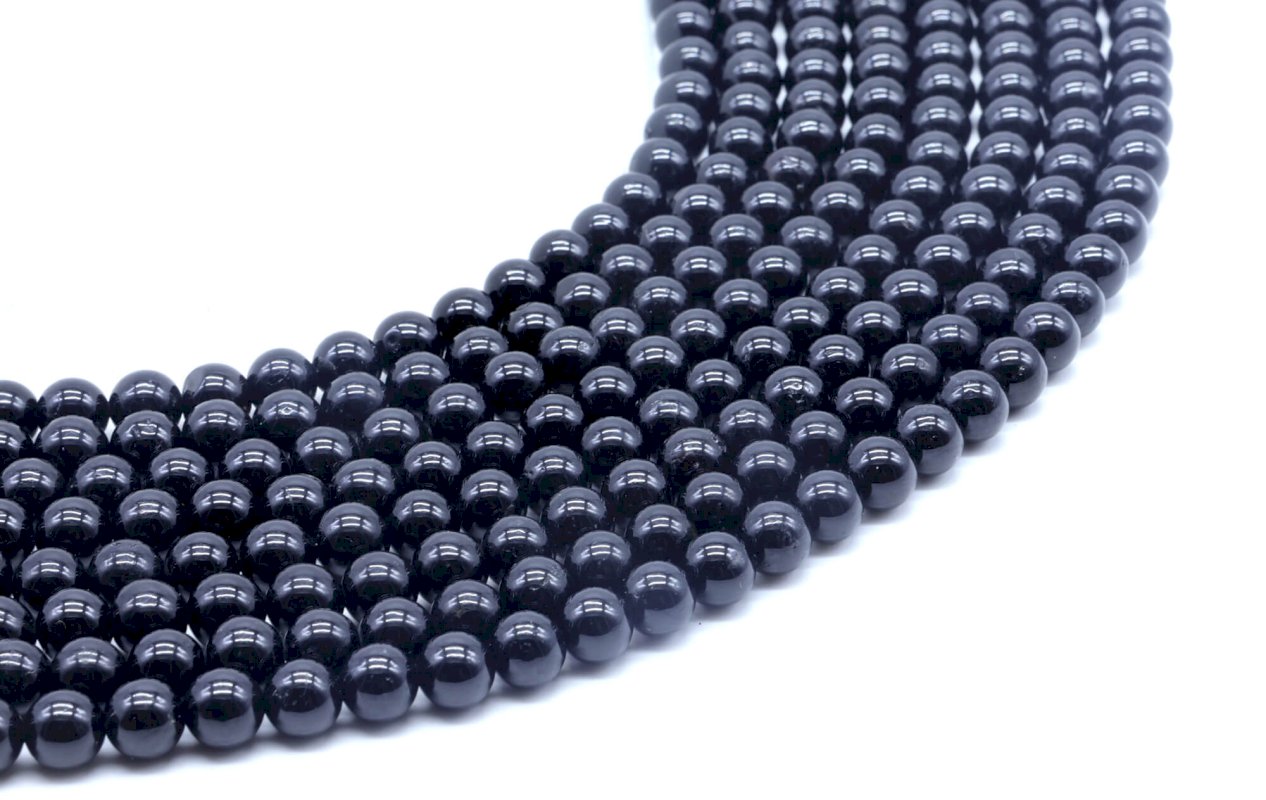 Perles Tourmaline Noire 6mm sur fil 40cm