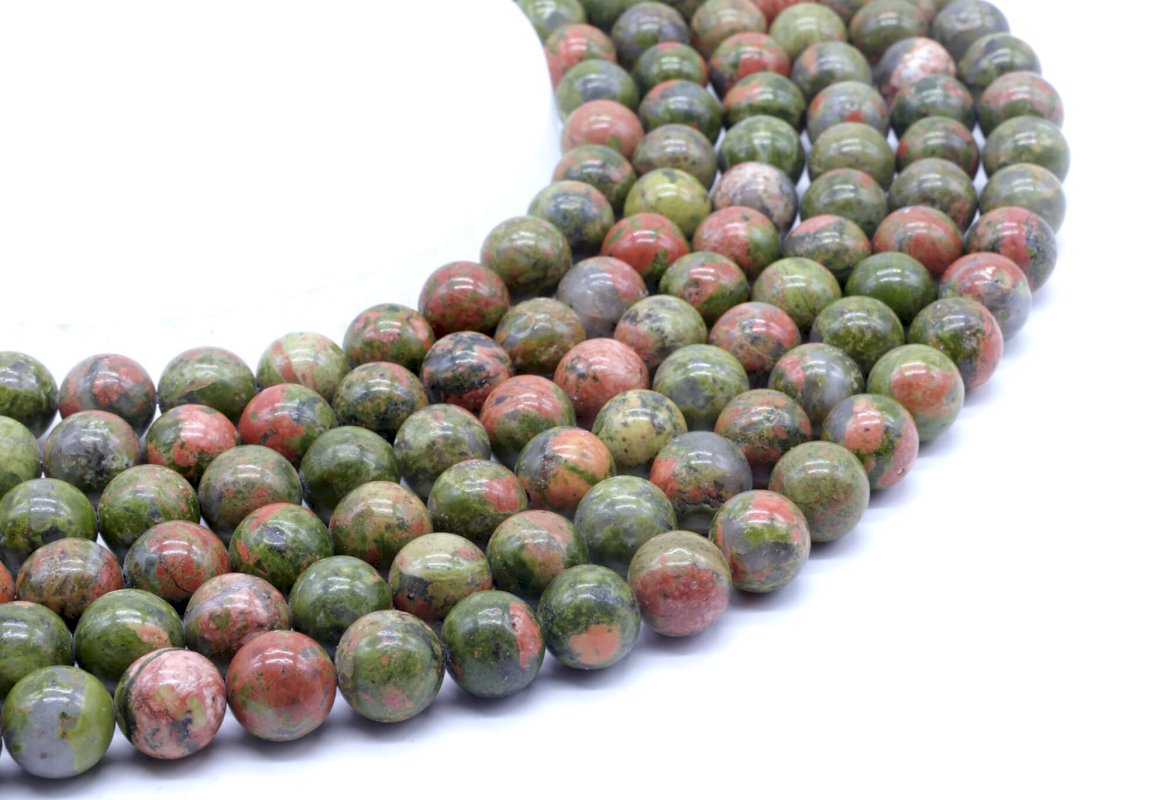 Perles Unakite 10mm sur fil 40cm