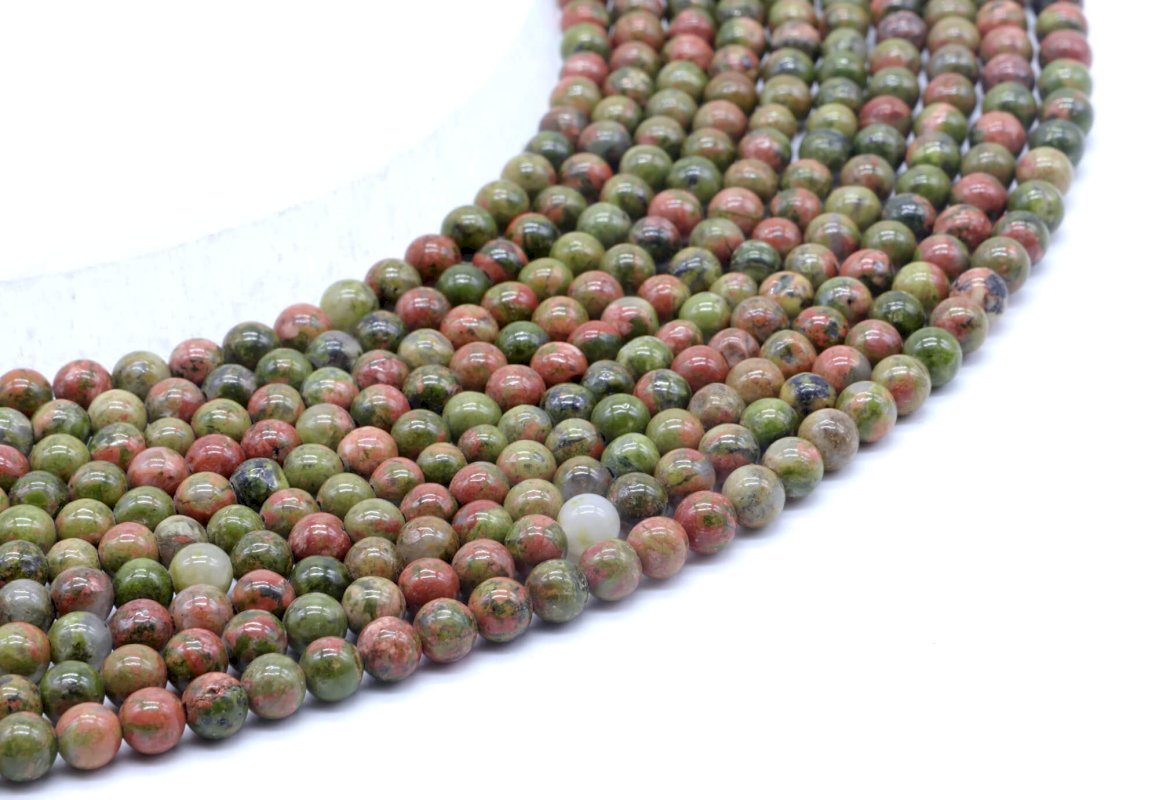 Perles Unakite 4mm sur fil 40cm