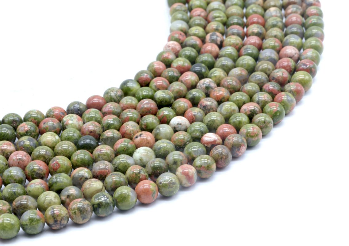 Perles Unakite 6mm sur fil 40cm