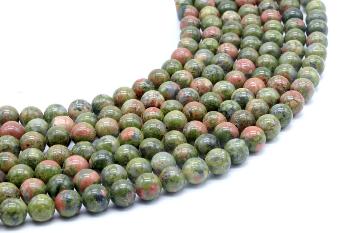 Perles Unakite 8mm sur fil 40cm