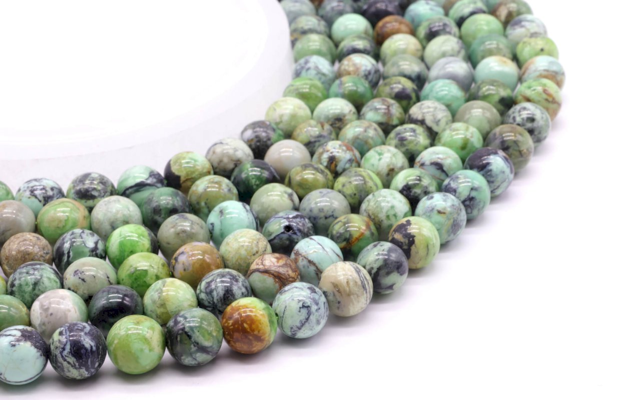 Perles Variscite 10mm sur fil 40cm