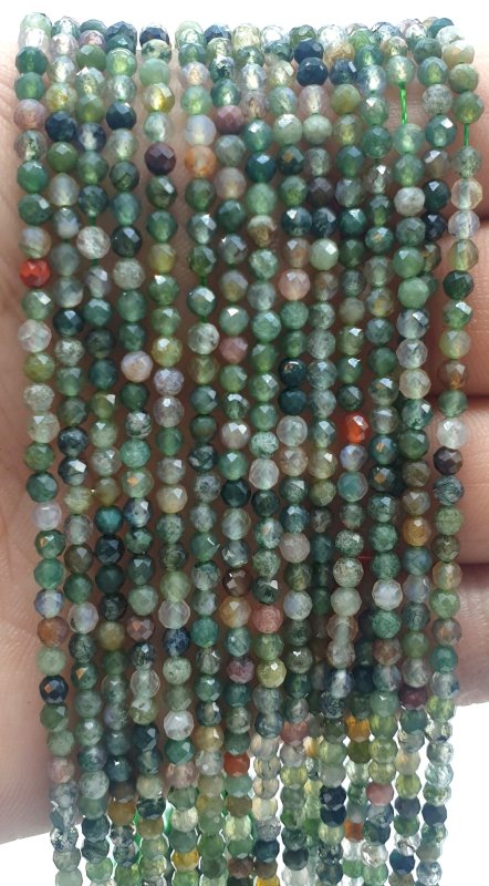 Perles facettées Agate Indienne 3mm sur fil 40cm