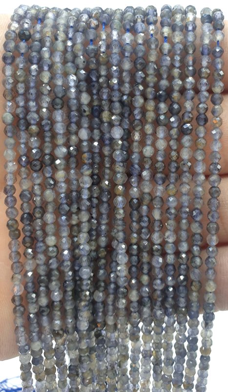 Perles facettées Cordiérite 3mm sur fil 40cm