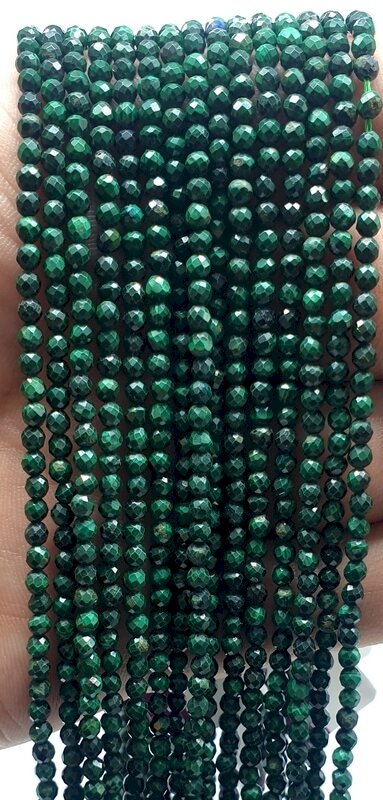 Perles facettées Malachite 3mm sur fil 40cm