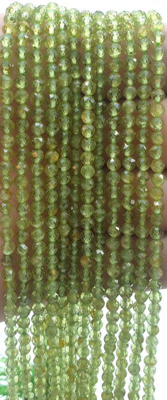 Perles facettées OIivine 3mm sur fil 40cm