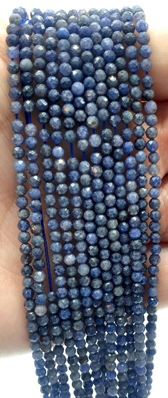 Perles facettées Rubis Saphir 3mm sur fil 40cm