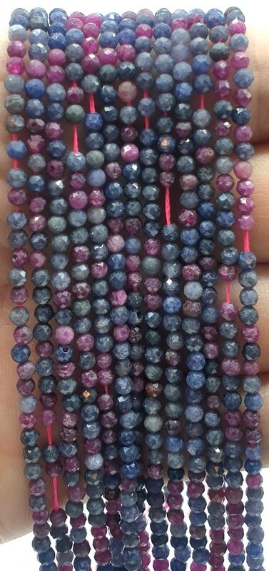 Perles facettées Saphir Rouge 3mm sur fil 40cm