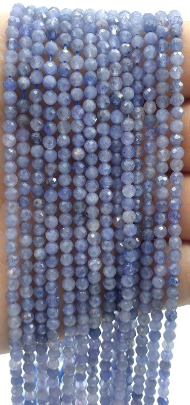 Perles facettées Tanzanite 3mm sur fil 40cm