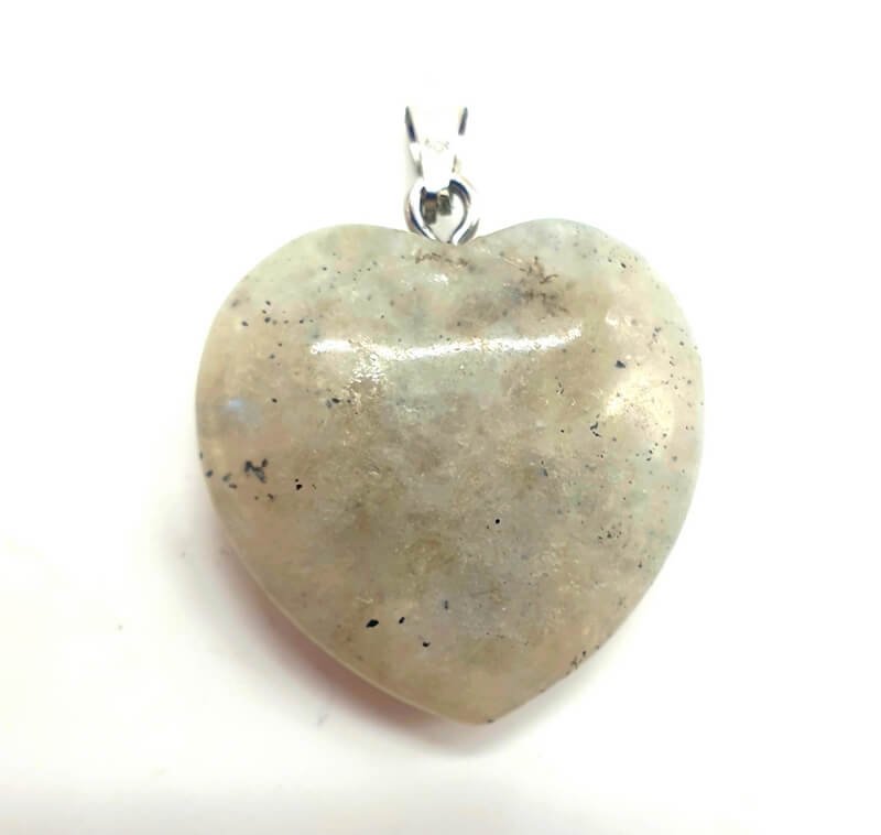 Pendentif Coeur Labradorite Blanche 2.5cm
