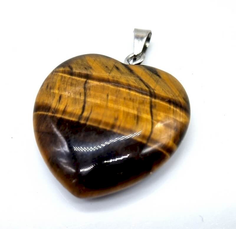 Pendentif Coeur Oeil de Tigre 2.5cm