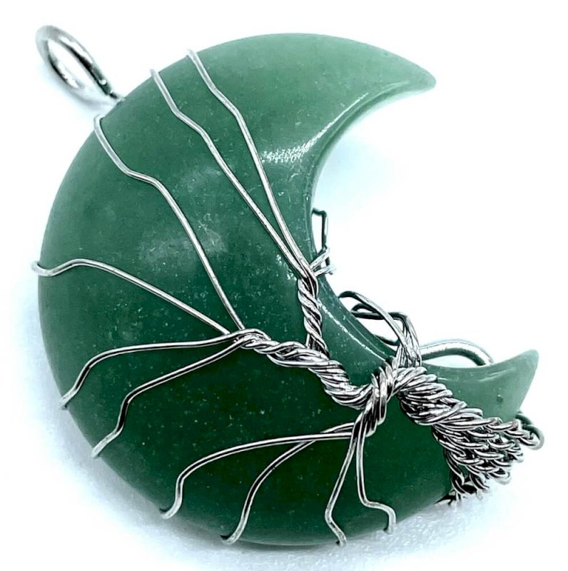 Pendentif Lune Arbre de Vie - Aventurine Verte 3.5cm