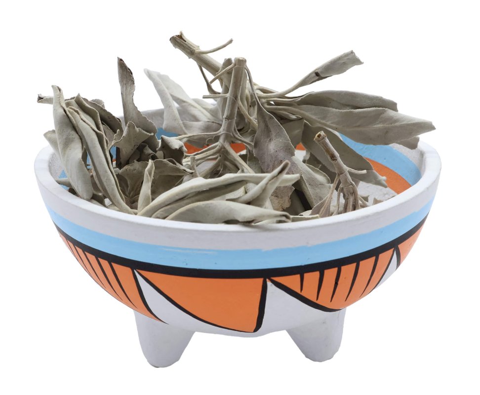 Bol Fumigation Terre Cuite Indien + Pieds 13cm