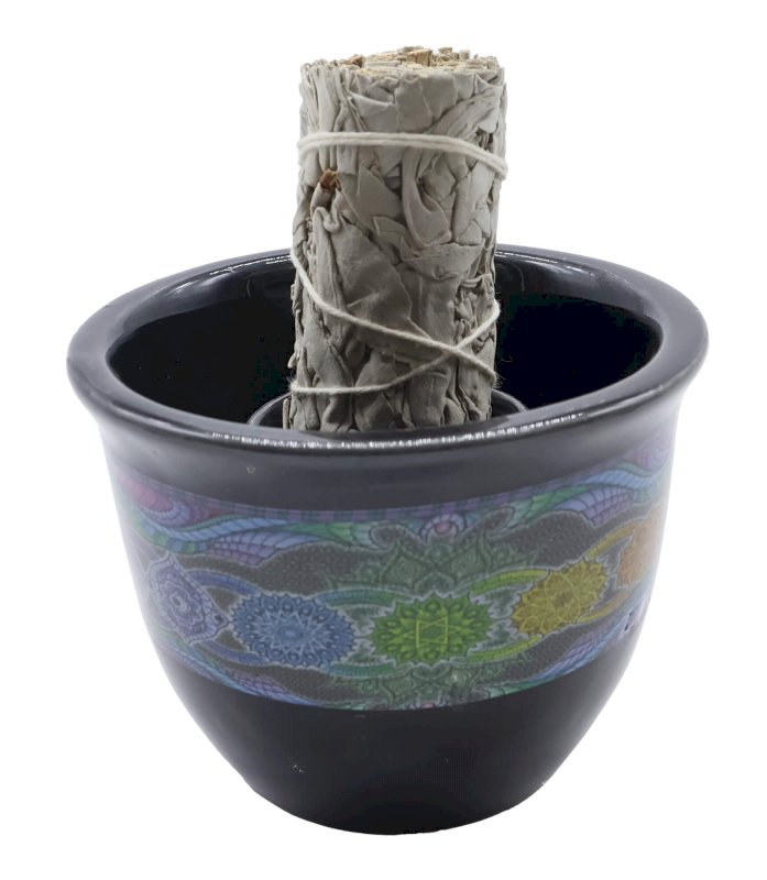 Bol Fumigation Céramique 7 Chakras Noir 9cm